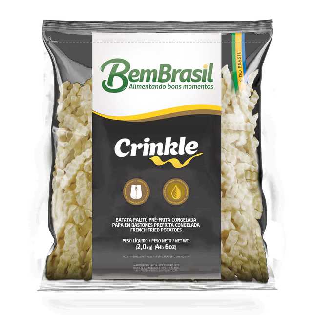 Papas Fritas Congeladas Crinkle Bem Brasil 2 Kg